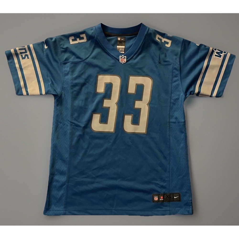 Detroit Lions Nike On Field Kerryon Johnson #33 Jersey NFL Logo Blue XL JBHS